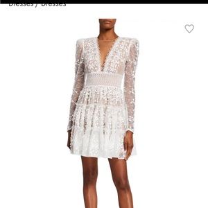 BRONX AND BANCO Megan V-Neck Illusion Tiered Lace Dress